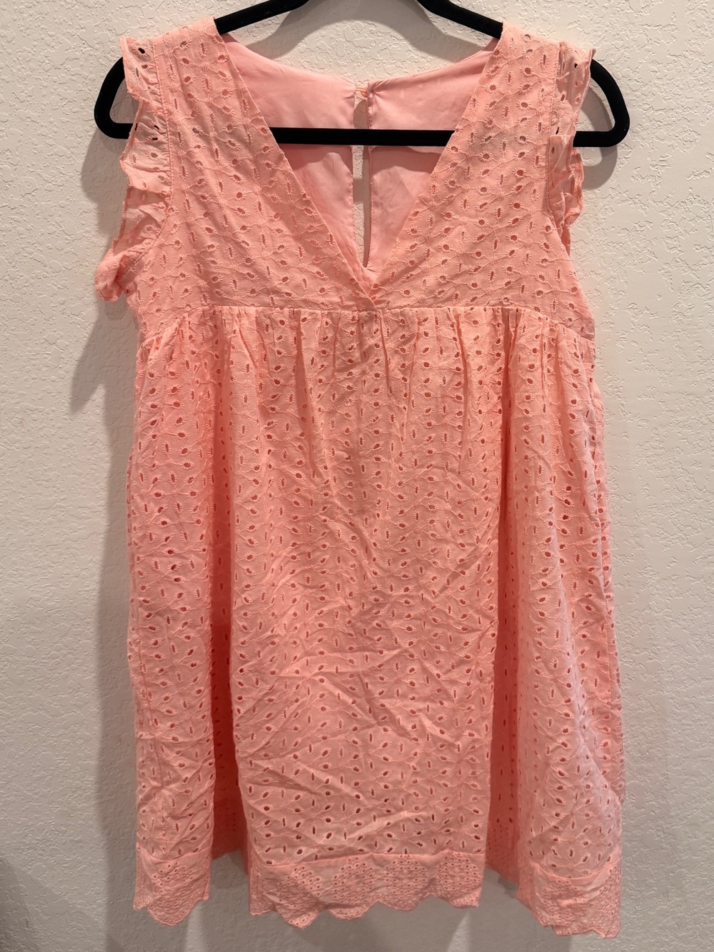 Eyelet V-Neck Pink Sundress